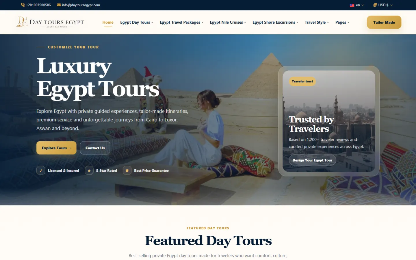 Day Tours Egypt — Web design and development + SEO